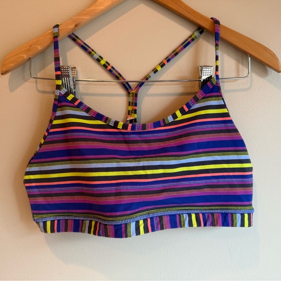 Lululemon Flow Y Racerback‎ Sports Bra IV Wish Multi Poncho Stripe Size 10 - Picture 1 of 5